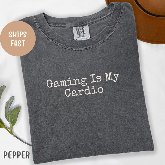 Gaming Is My Cardio T Shirt | Funny Gamer Unisex Tee | Retro Comfort Colors Shirt