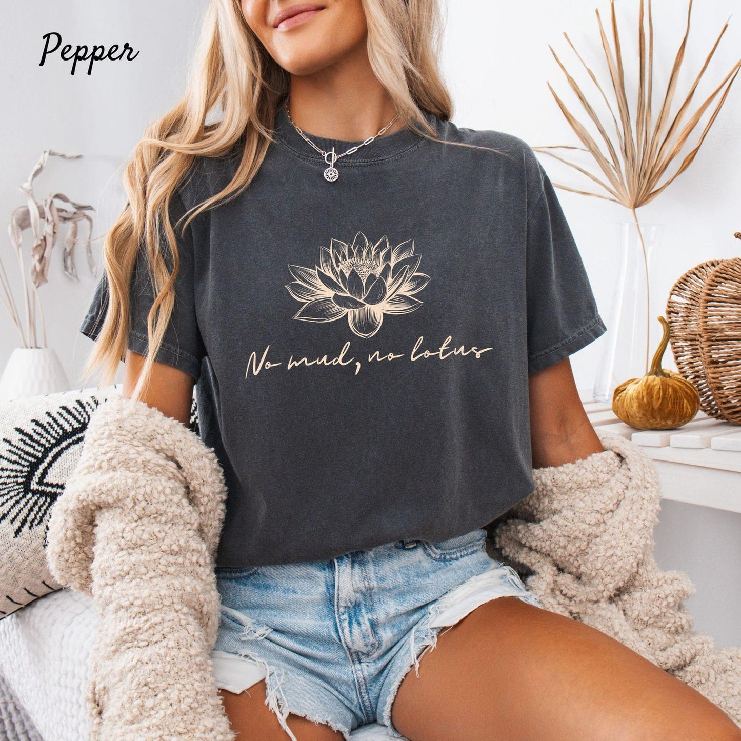 No Mud No Lotus Shirt: Yoga Meditation T-shirt, Unisex Comfort Colors T-shirt