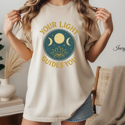 Spiritual T-Shirt | Your Light Guides You Boho Minimalist Tee