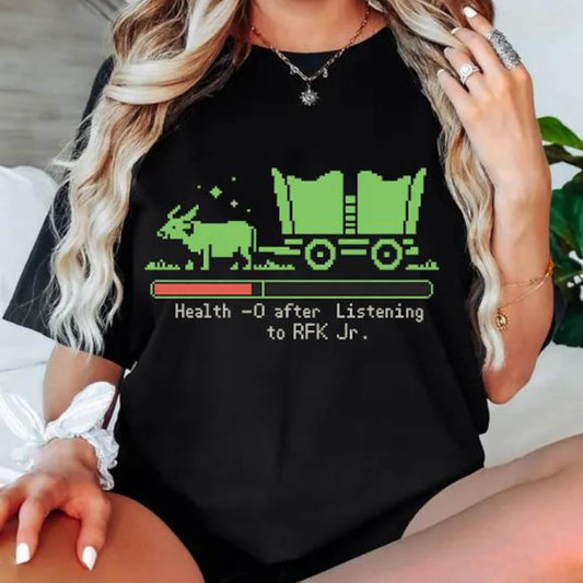 Listening RFK Jr Oregon Trail Parody Shirt, Funny Political Meme, FDT Liberal Shirt, Political Humor Funny Vintage Game Humorous Anti Trump