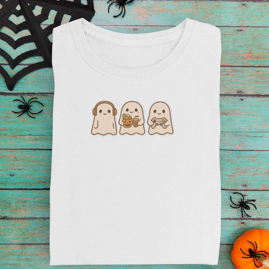 Cute Gamer Ghosts, Funny Halloween Tee, Unisex Heavy Cotton T-Shirt, Gamer Gift, Casual Everyday Wear