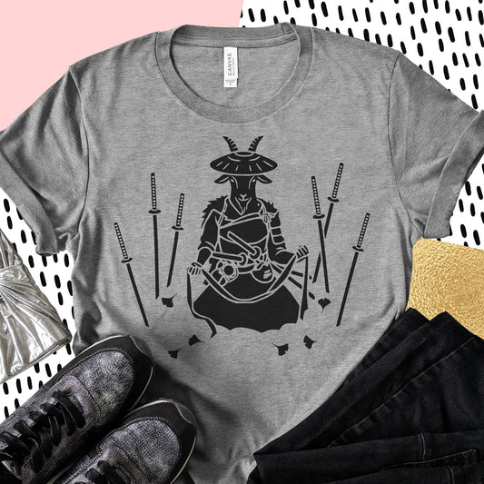 Ghoat of Yotei, Funny Ghost Shirt, Halloween Tee, Samurai Inspired T-shirt, Gamer SVG, Movie Lover PNG, T-shirt for Fall Fun, Goat Design