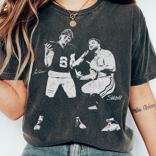 Step Brothers Jaxson Dart & Cam Skattebo T-Shirt | Football Meme Retro T-Shirt | Game Day Rap Tee