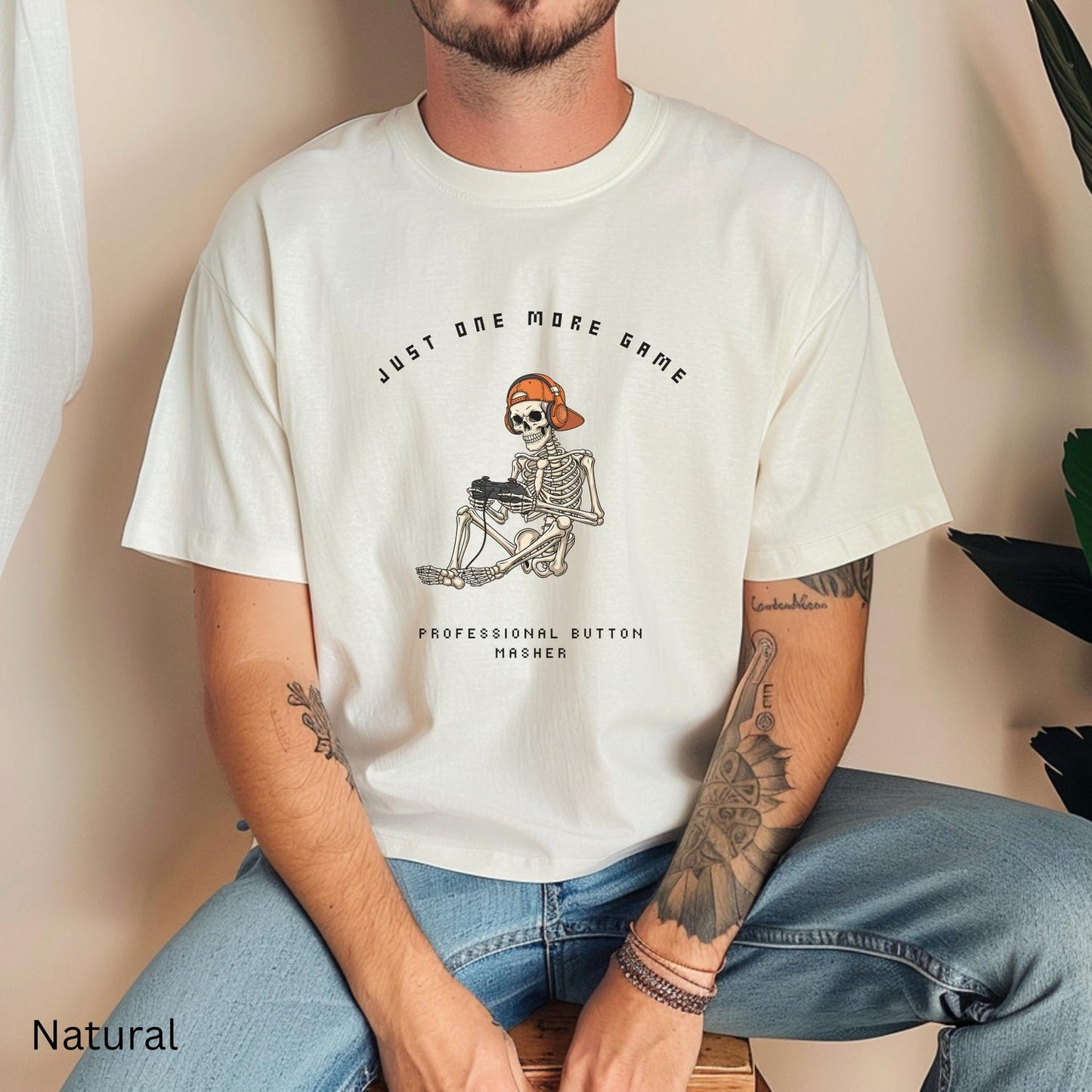 Skeleton Gamer T-Shirt | Funny Retro Halloween Gaming Shirt | Spooky Controller Tee