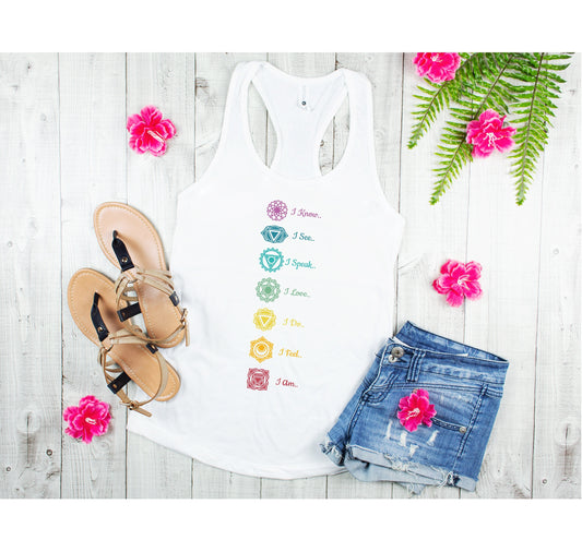 Seven Chakras Tank Top, Chakra Shirt, Meditation Shirt, Yoga Tank, Yoga Shirt, Chakra Gifts, Positive Energy, Yoga Lovers Tshirt, Yoga Gift