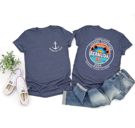Custom Bermuda Cruise Shirt, Bermuda Cruise TShirt, Front Back Custom Family Cruise Shirts, Family Matching Cruise Shirt, Group Cruise Shirt