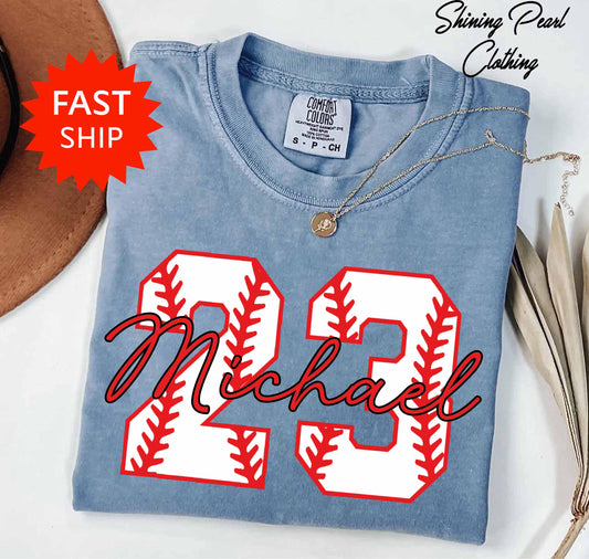 Custom Name Baseball  Comfort Colors® T Shirt, Personalized Baseball Mom T Shirt, Baseball Name Shirt, Baseball Lover Shirt, Sport Mom Shirt