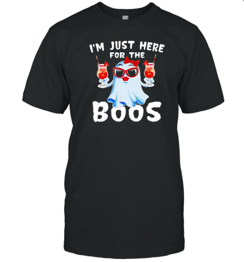 Im Just Here For The Boos Funny Halloween Gift Women Ghost Cute T Shirt