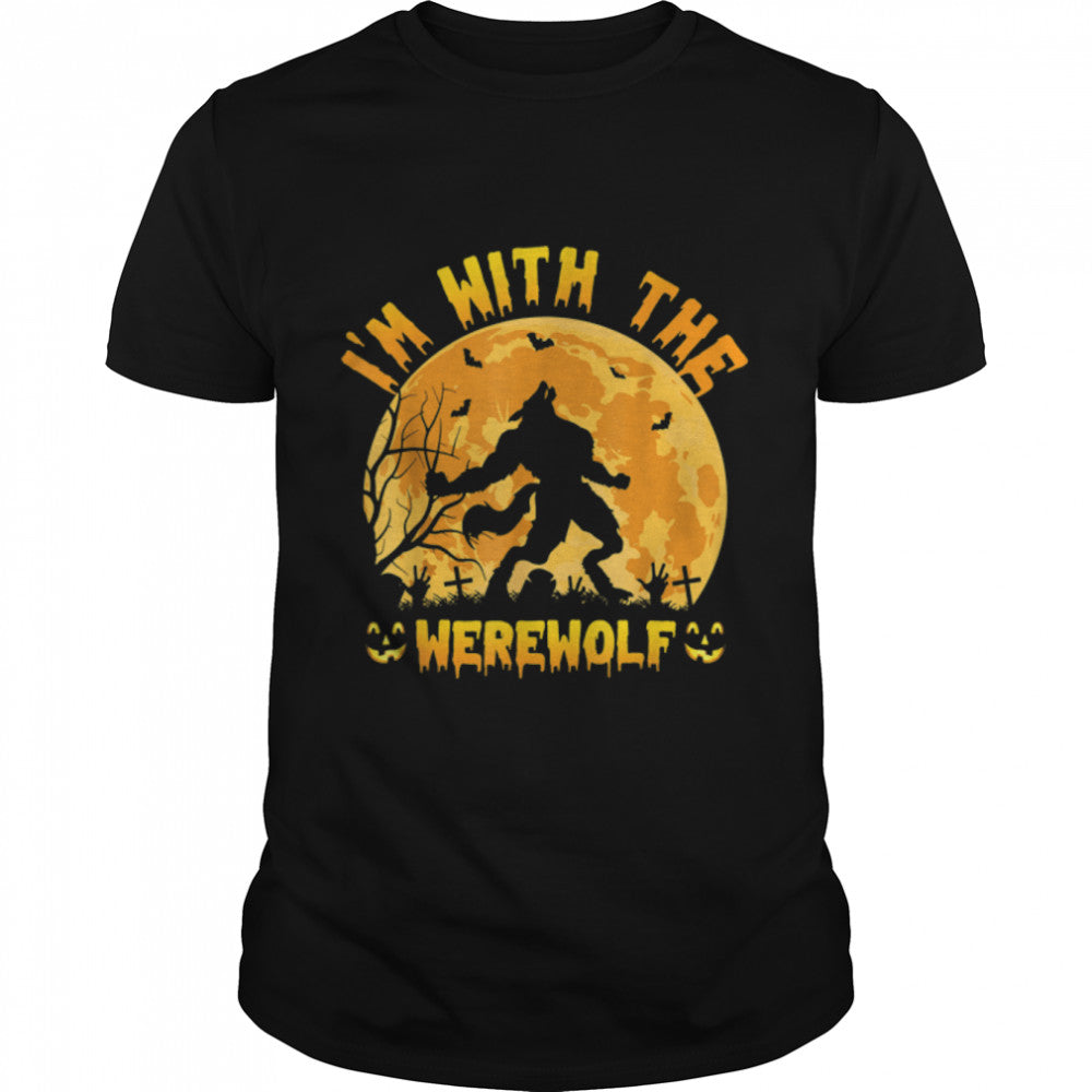 I'M With The Werewolf Halloween Costume Monster Pumpkin T Shirt B0B7JBRPH8