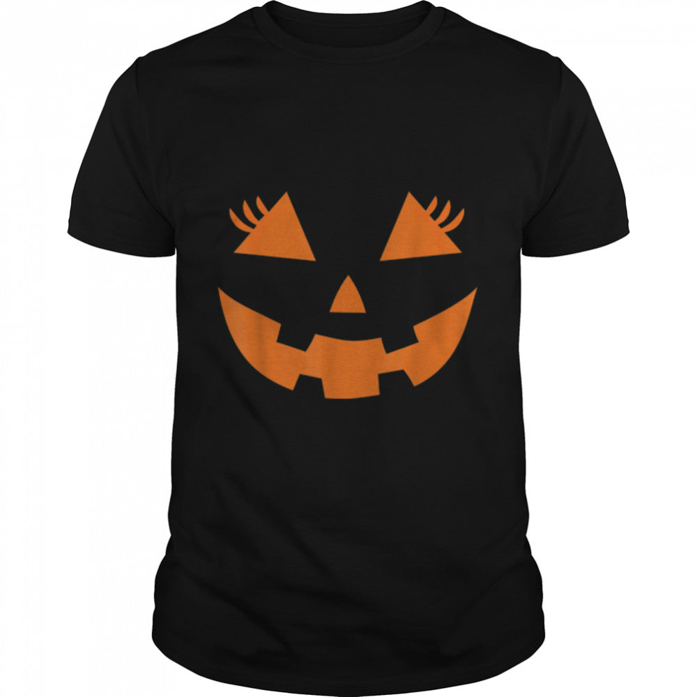 Jack o Lantern cute pumpkin face with eyelashes halloween T Shirt B0B9SQ1PS3