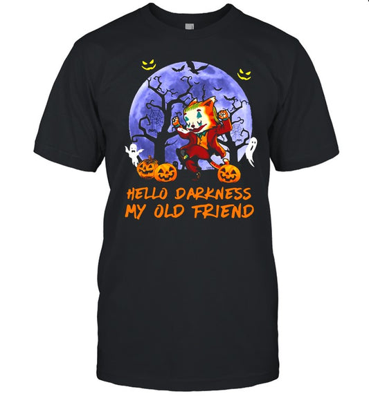 Joker Cat Hello Darkness My Old Friend Halloween T shirt