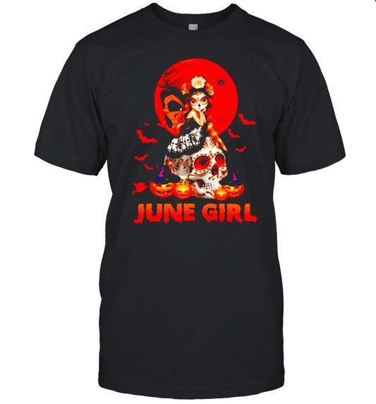 June girl butterfly skull Halloween shirt