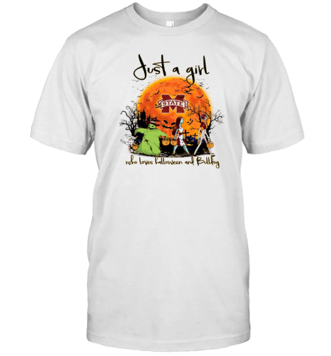 Just A Girl Who Love Halloween And Mississippi State Bulldog Football T Shirt