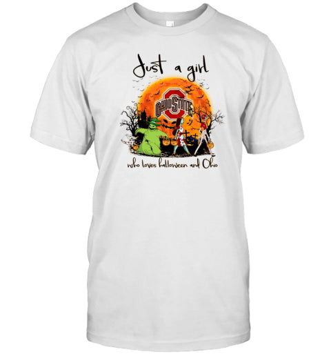 Just A Girl Who Love Halloween And Ohio State Buckeyes Football T Shirt