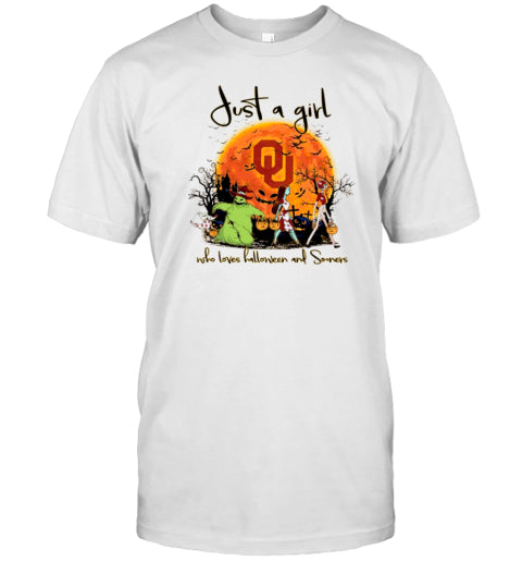 Just A Girl Who Love Halloween And Oklahoma Sooners Football T Shirt