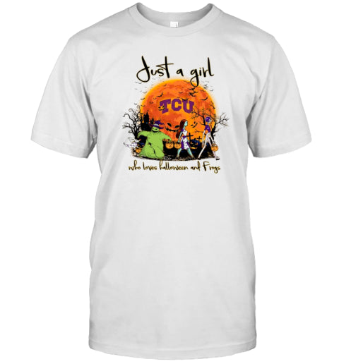 Just A Girl Who Love Halloween And TCU Horned Frogs Football T Shirt