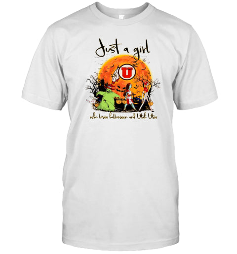 Just A Girl Who Love Halloween And Utah Utes Football T Shirt