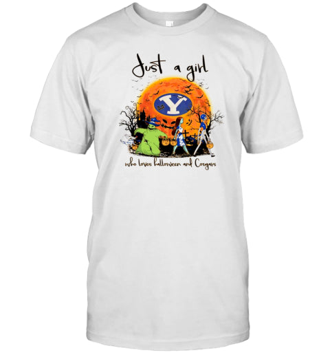 Just A Girl Who Love Halloween And Washington State Cougars Football T Shirt