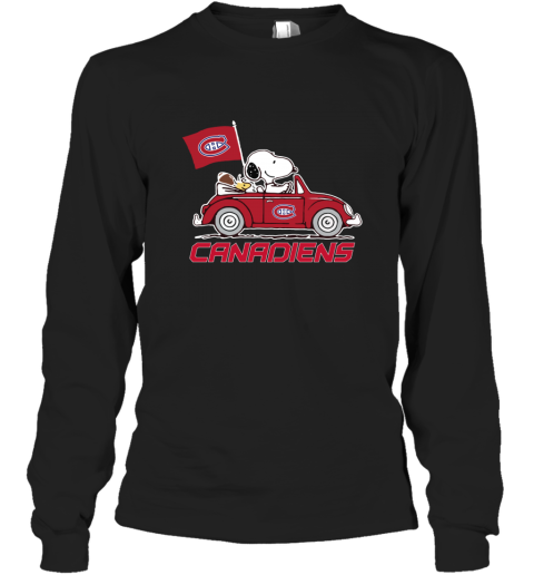 The Snoopy And Woodstock Ride The Montreal Canadiens Car Long Sleeve T Shirt