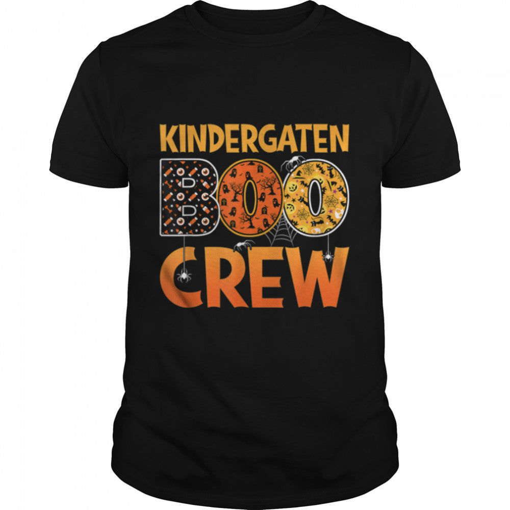 Kinder Student Teacher Halloween Kindergarten Boo Crew T Shirt B0B7F2L6J7