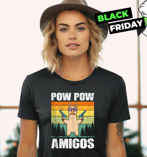 Alpaca Pow Pow Amigos Retro Lama Funny Alpacas Women039S T Shirt