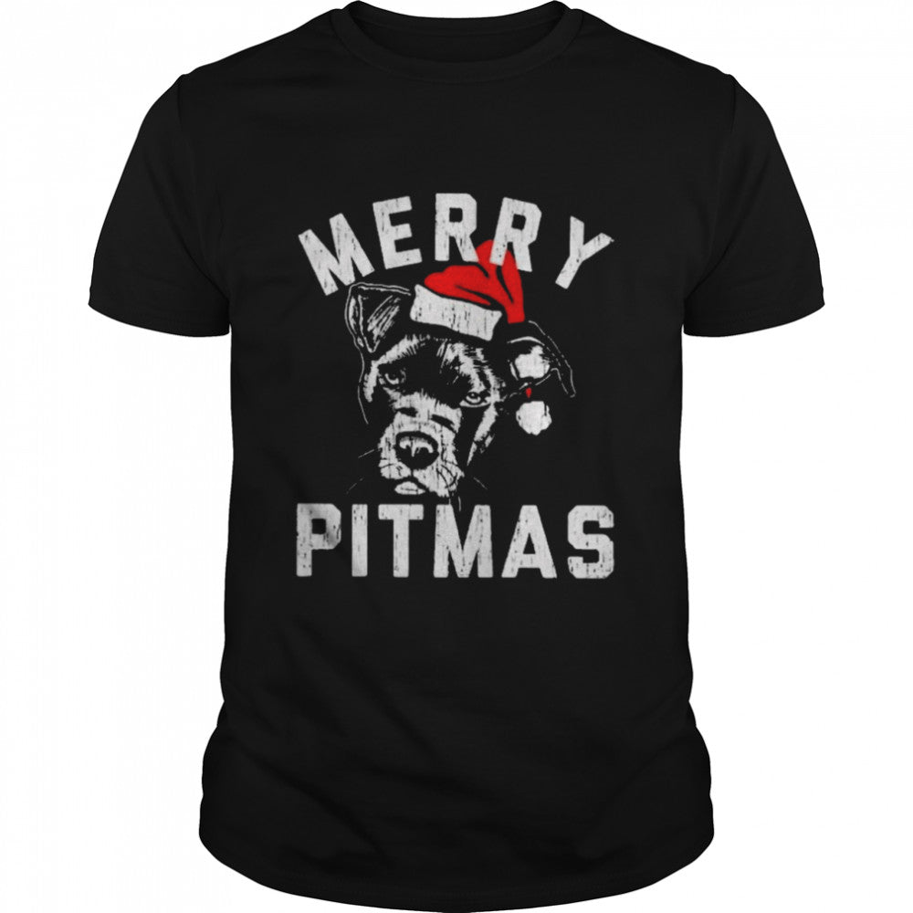 Merry Pitmas Santa Hat Christmas Shirt