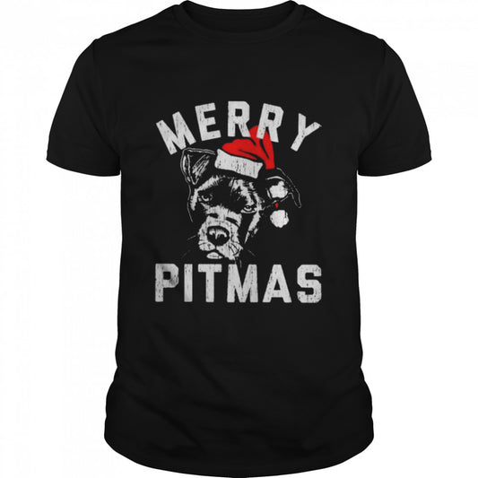 Merry Pitmas Santa Hat Christmas Shirt