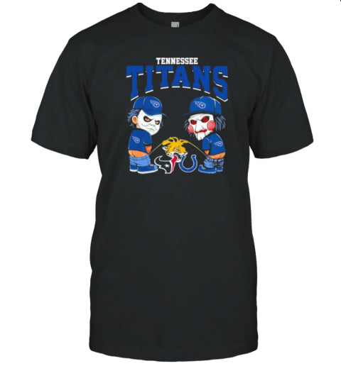 Michael Myers And Billy He Puppet X Ennessee Itans Pee On NFL Eams Halloween T Shirt