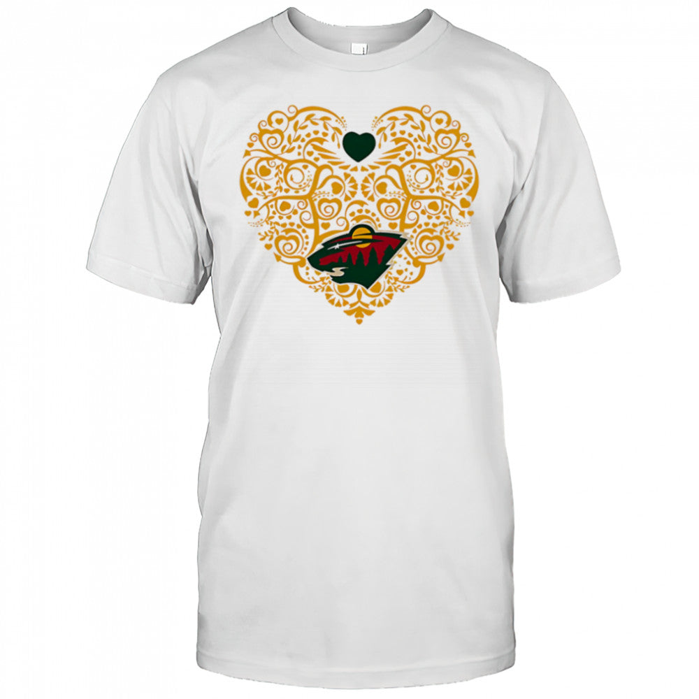 Minnesota Wild Floral Pattern Heart logo shirt