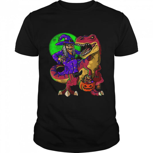 Moonlight T Rex Witch Costume Halloween Dinosaur Witch Shirt