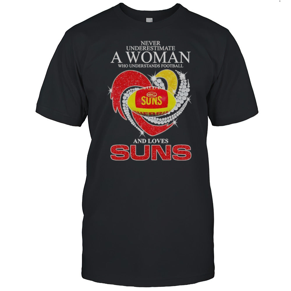 Never Underestimate A Woman Who Understands Football And Loves Suns Diamond Shirt