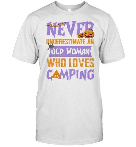 Never underestimate an old man who loves Camping Halloween t shirt