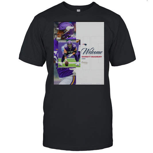 New England Patriots Welcome Garrett Bradbury Center Encore Boston Harbor Signature Poster T shirt