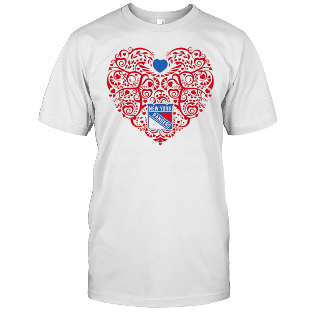 New York Rangers Floral Pattern Heart logo shirt