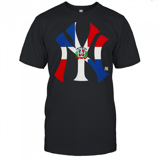 New York Yankees Dominican Republic Flag Logo T Shirt