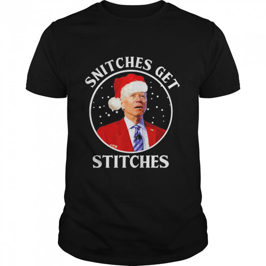 Official Joe Biden Snitches Get Stitches Christmas T Shirt