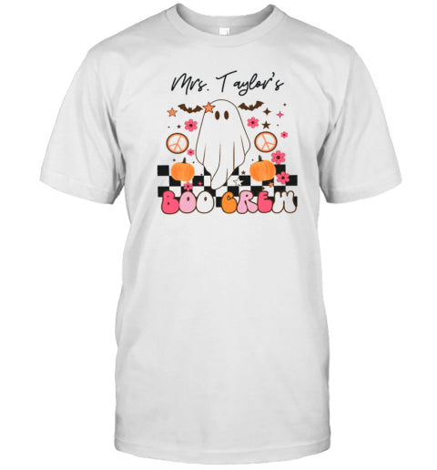 Personalized Name Halloween Boo Crew Teacher T Shirt