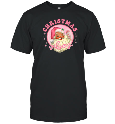 Pink Santa Claus Christmas Vibes Classic T Shirt