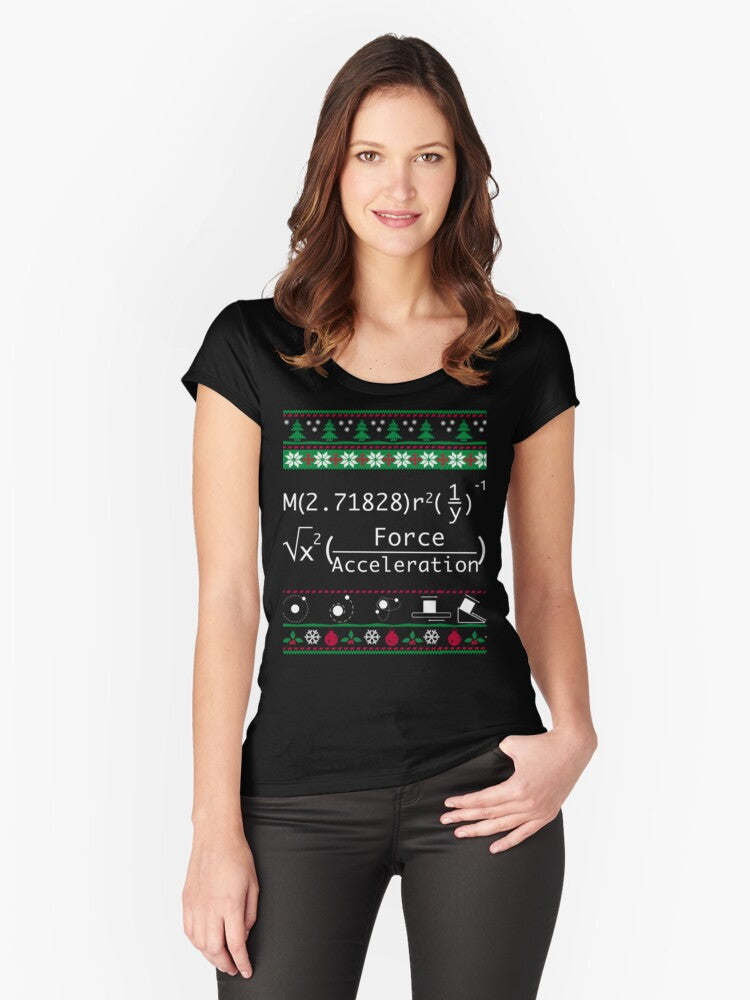Funny Physics Christmas Sweater T ShirtMerry Xmas in Physics for Women Men Fitted Scoop TShirt T-Shirt | High-Quality Print | Perfect Holiday Gift