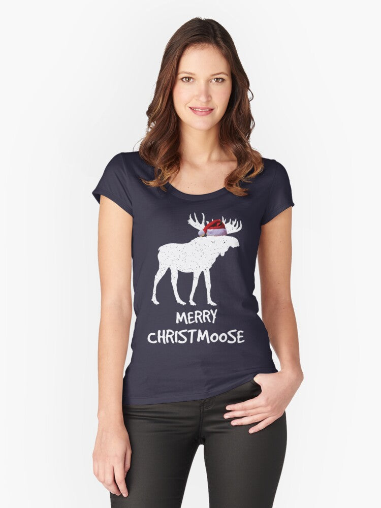 Merry Christmoose I Love Moose Gifts for Moose Lovers PJ Tshirt Fitted Scoop TShirt T-Shirt | High-Quality Print | Perfect Holiday Gift