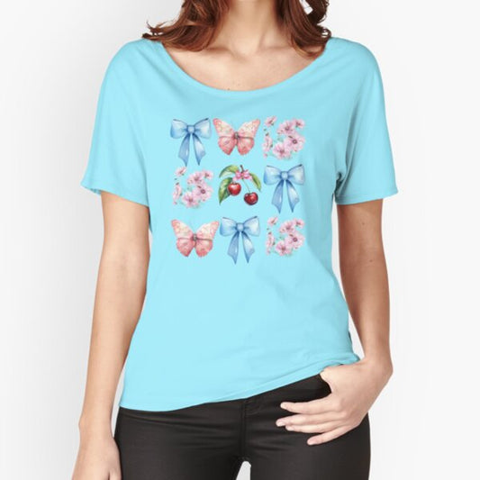 Elegant Flower Cherry Mix Coquette  Relaxed Fit T-Shirt for Sale by Graphroad