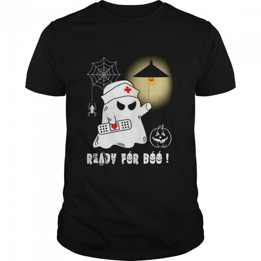 Ready For Boo Ghost Nurse Turn Off Light On Halloween Shirt