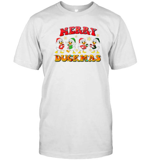 Retro Groovy Merry Duckmas Christmas Light T Shirt