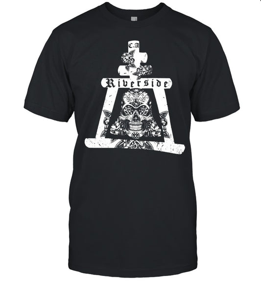Riverside California Mission Bell Skull T shirt