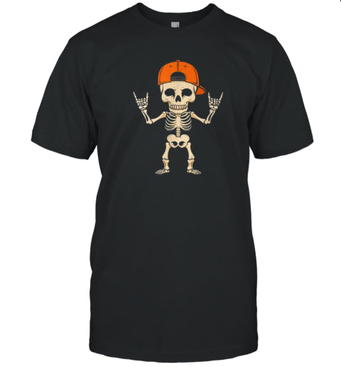 Rocker Skeleton Cap Halloween Punk Rock Boys T Shirt