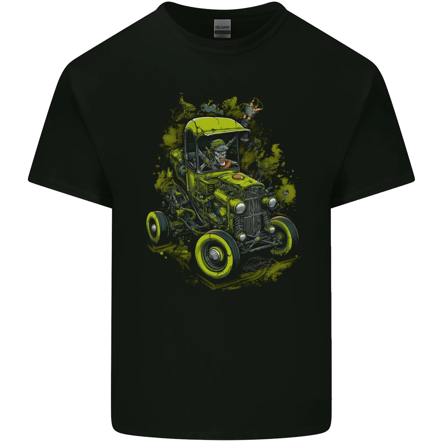 Zombie Hot Rod Halloween Horror Mens Cotton T-shirt Tee Top