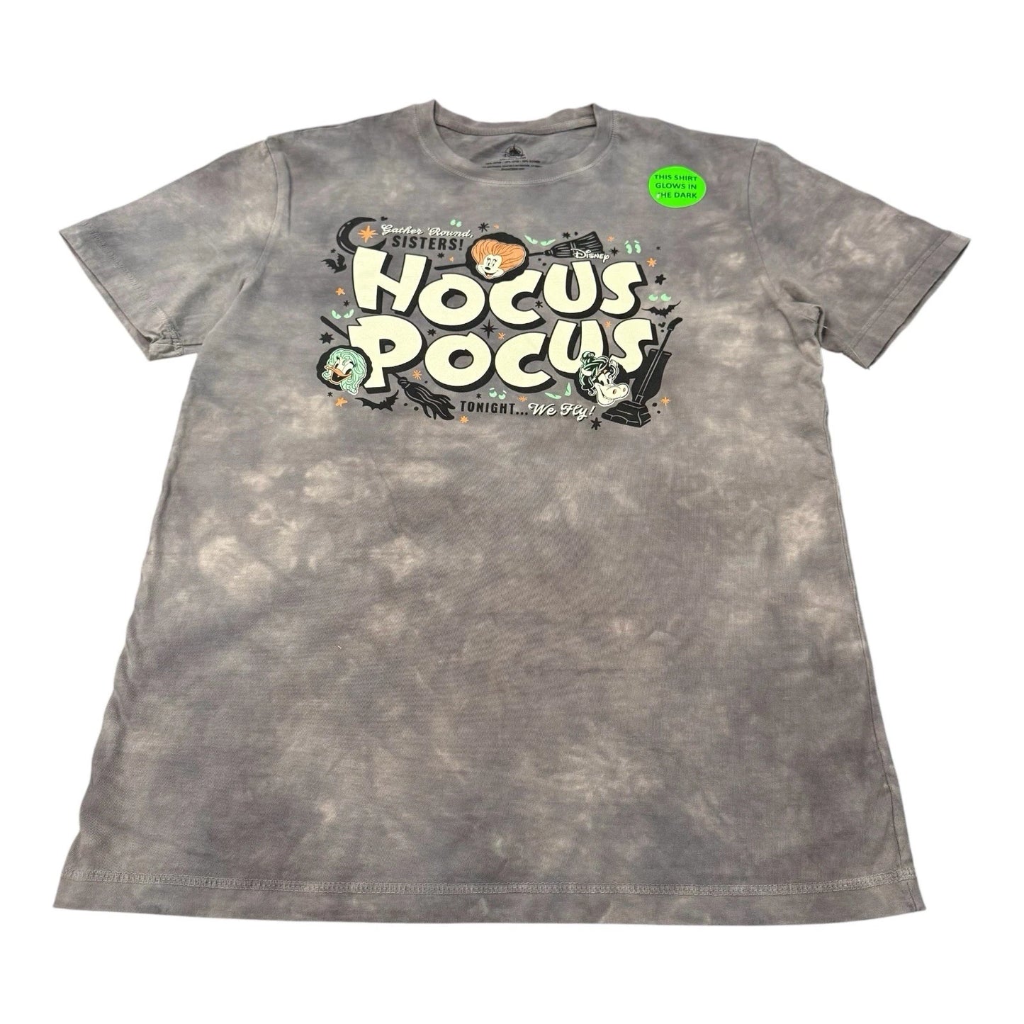 Disney Parks 2025 Halloween Hocus Pocus Shirt Small Wdw Tie Dye Glow In Dark