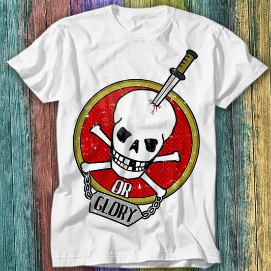 Smile Sugar Skull Skeleton Death Or Glory Face T Shirt Top Tee 507