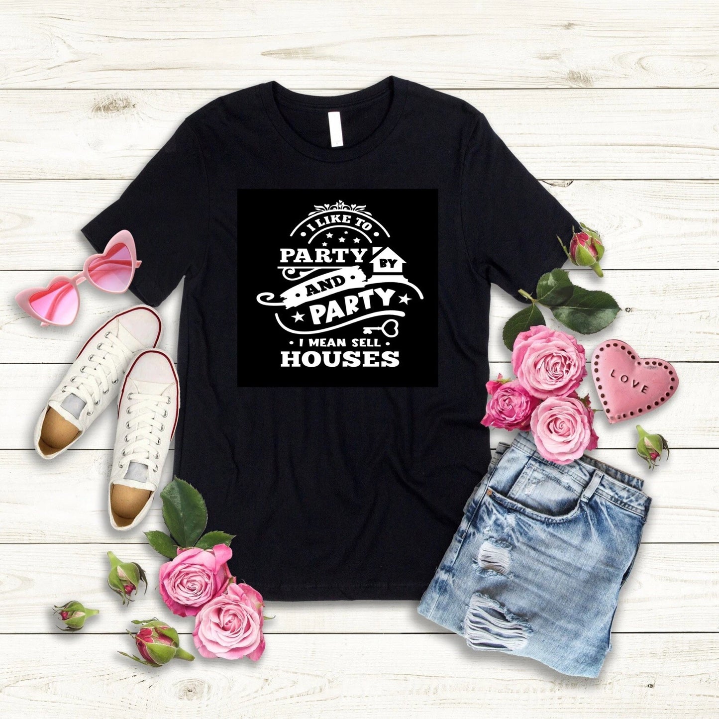 Bella Canvas Graphic Tee Shirt Ladies Tshirt Women Unisex Sell Houses T-Shirt | Best-Selling Apparel | Popular Graphic Edition