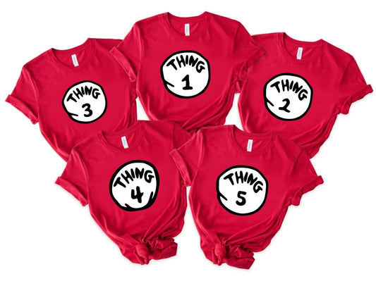 Thing One 1 Shirt Thing Two 2 Tshirt Couples Funny Costume Twins Fancy Dress Top